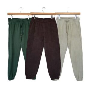 TNA Aritzia Womens Sweatpants Joggers Bundle 2XS Cozy Lounge Casual Green Brown